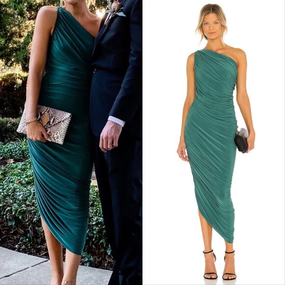 Norma Kamali Dresses & Skirts - Norma Kamali Diana Ruched Midi Dress Mountain Green